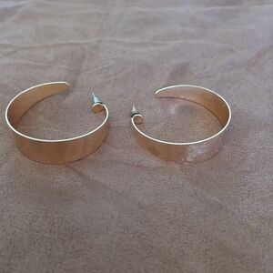 Large Wide-Band Hoop Earrings | Engraved Gold Tone | Statement Hoops